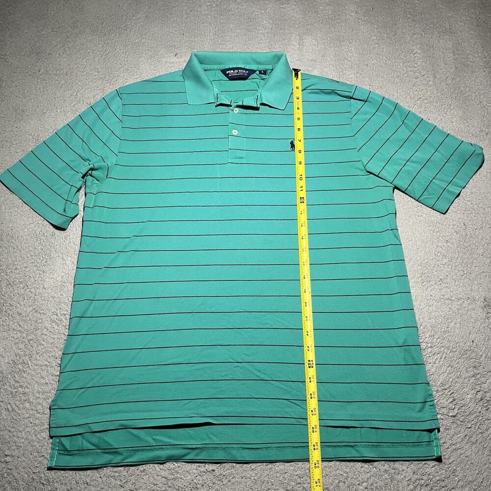 Ralph Lauren Golf Polo Shirt Mens Large Short Sleeve Teal Blue Stripe Athletic